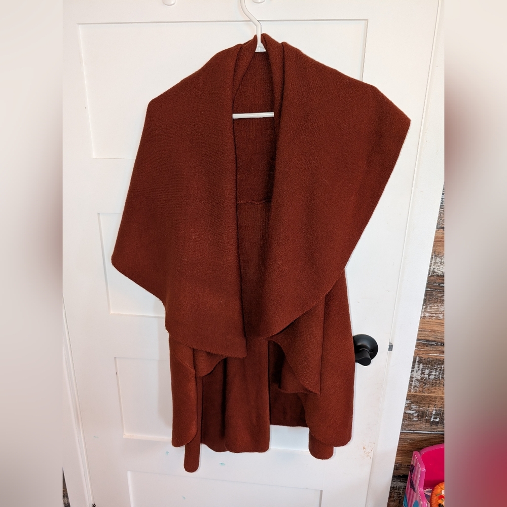 Rust Orange Knit Shawl One Size